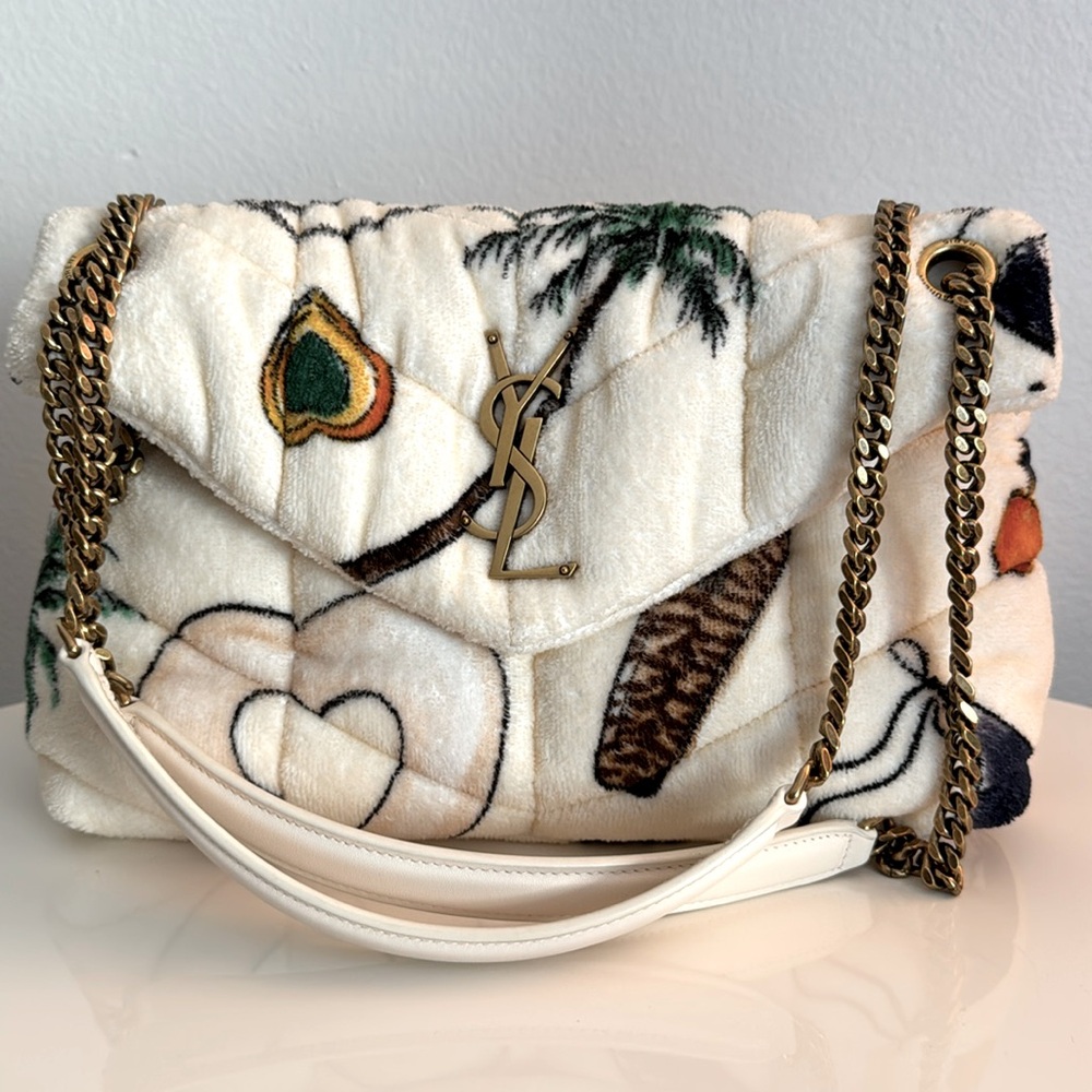 Saint Laurent *NEW* Terry Cloth Vacation Print Lou Lou Bag with Dust Cover - Picture 1 of 17